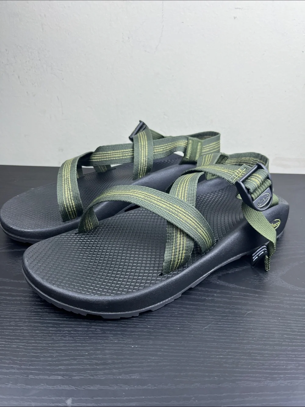 Chaco Z1 Classic Men's Size 13 Green Striped Sport Sandals Outdoor Hiking